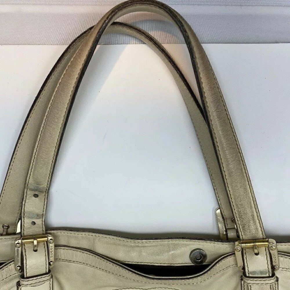 Gucci Cream Leather Britt Interlocking GG Large Shoulder Tote Bag - Picture 7 of 10